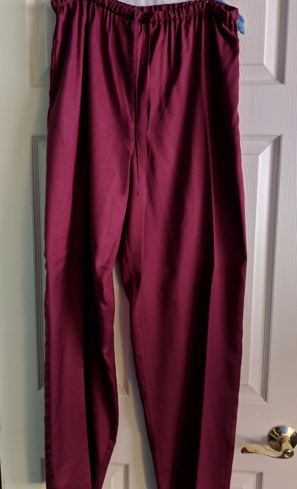 Maroon drawstring silk dress oants